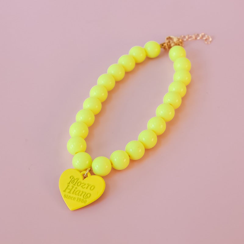 Rainbow Bead Dog Cat Necklace Collar
