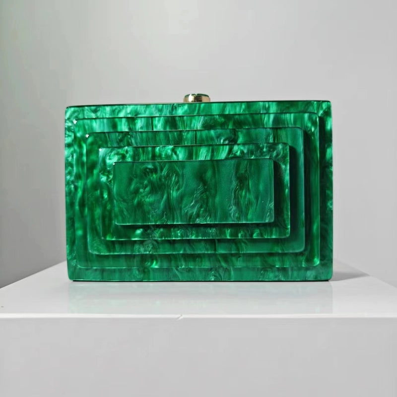 Dinner Bag Retro Splicing Package Trendy Acrylic Shoulder Chain Bag For Women