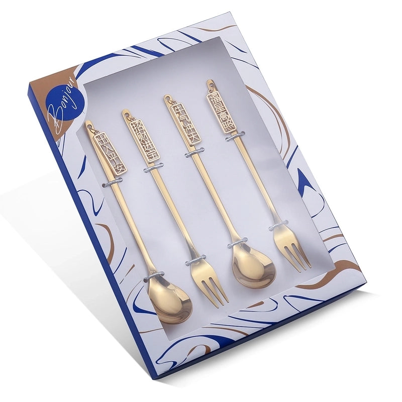 Cute Solid Color Stainless Steel Tableware 1 Set
