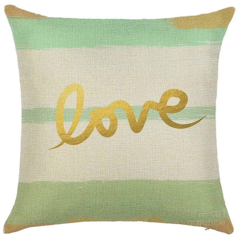 Minimalist Classic Style Commute Letter Ocean Linen Pillow Cases
