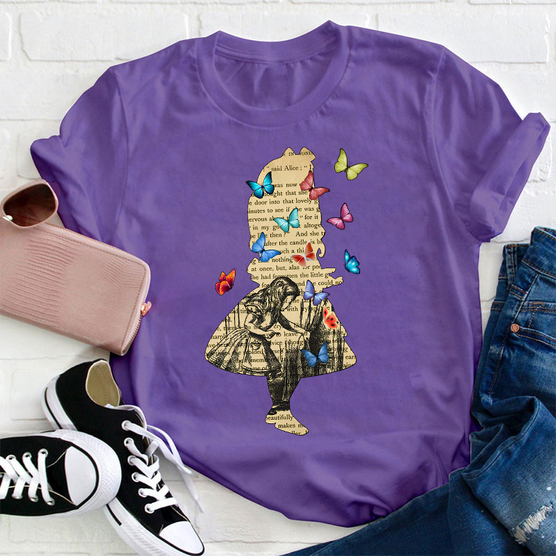 Vintage Wonderland Butterfly Teacher T-Shirt