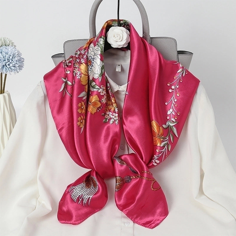Women's Fashion Flower Chiffon Printing Silk Scarves