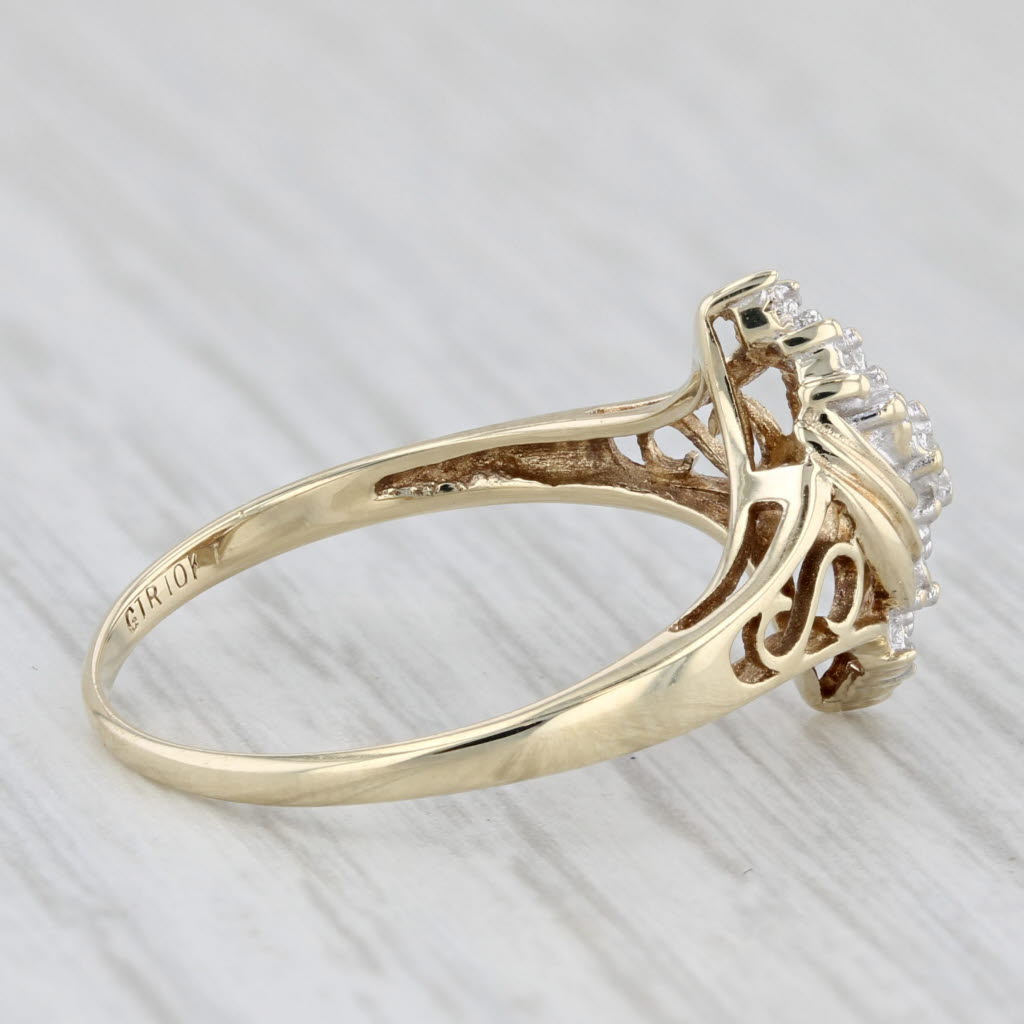 Diamond Clusters Bypass Ring 10k Yellow Gold Size 6.5