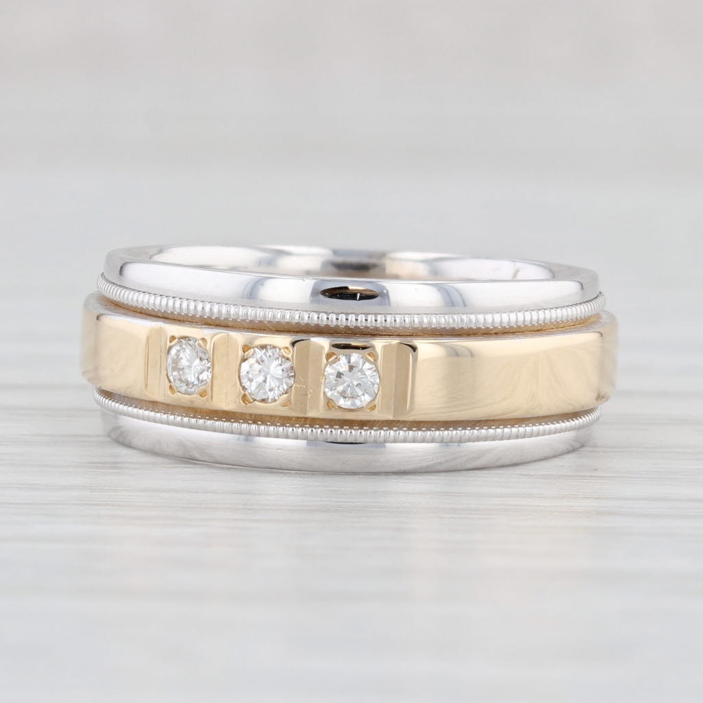 0.12ctw Diamond Ring 14k Yellow White Gold Wedding Band Size 7.5 Stackable