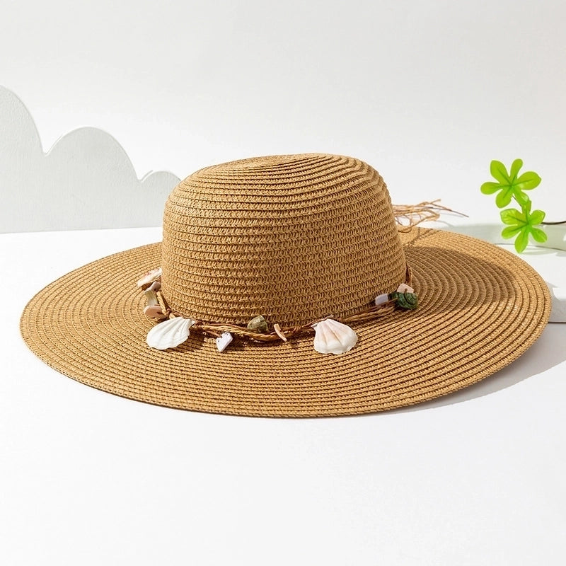 6 Pieces Women's Bohemian Solid Color Big Eaves Sun Hat