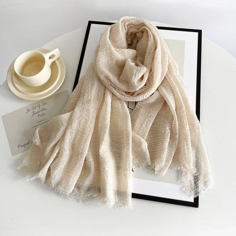 Women's Minimalist Solid Color Imitation Cotton And Linen Silk Scarf