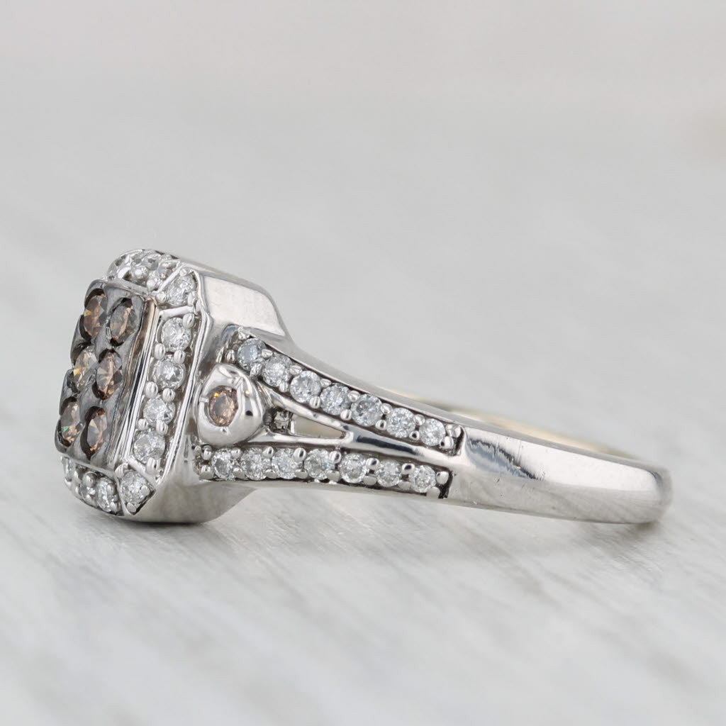 0.35ctw Diamond Cluster Halo Engagement Ring 14k White Gold Size 5.25