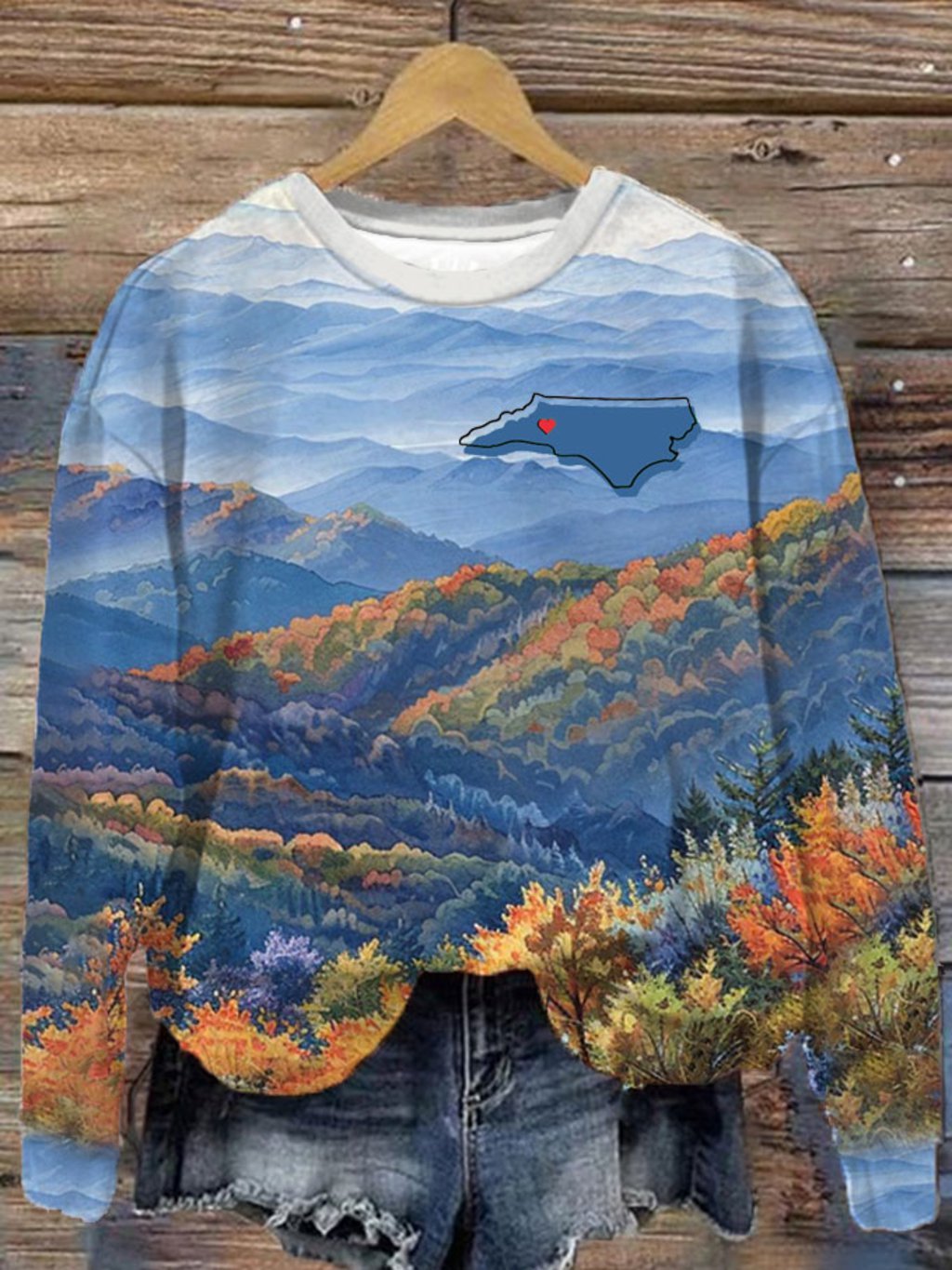 Women's Hurricane Appalachian Mountains NC Watercolor Art Printed Sweatshirt