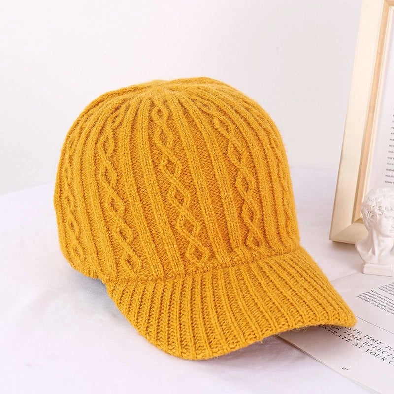 Colorful Crown Autumn Baseball Cap Women Acrylic Warm Cap Knitted Hat Solid Color Light Plate Fashion Hat New