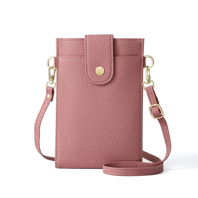 Women's Pu Leather Solid Color Classic Style Square Flip Cover Phone Wallets