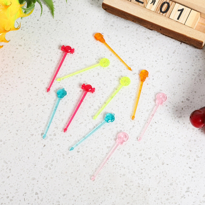 New Cartoon Fruit Fork  Mini Fruit Sign Hot Children Fruit Fork