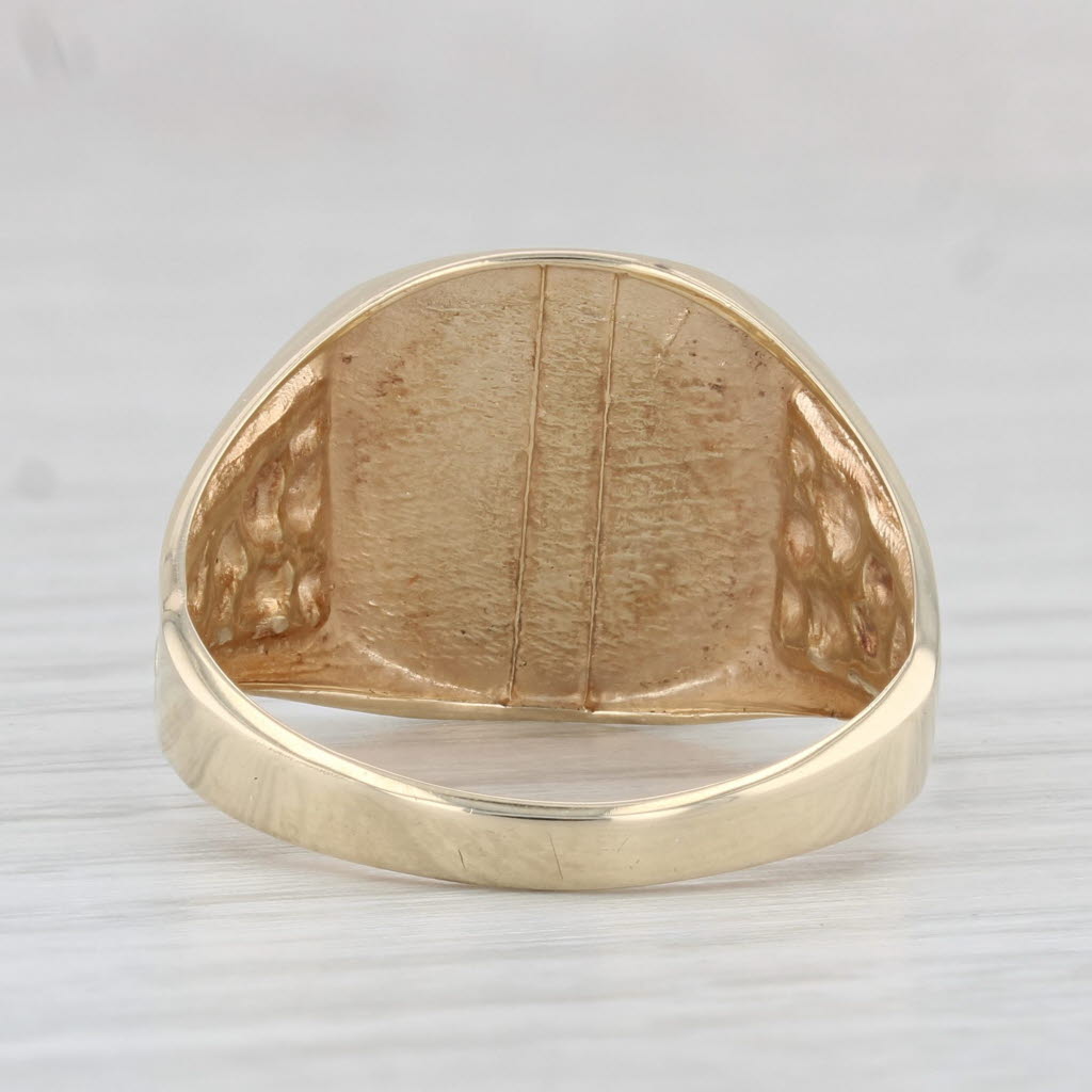 Engravable Signet Ring 10k Yellow Gold Nugget Band Size 10 Men's