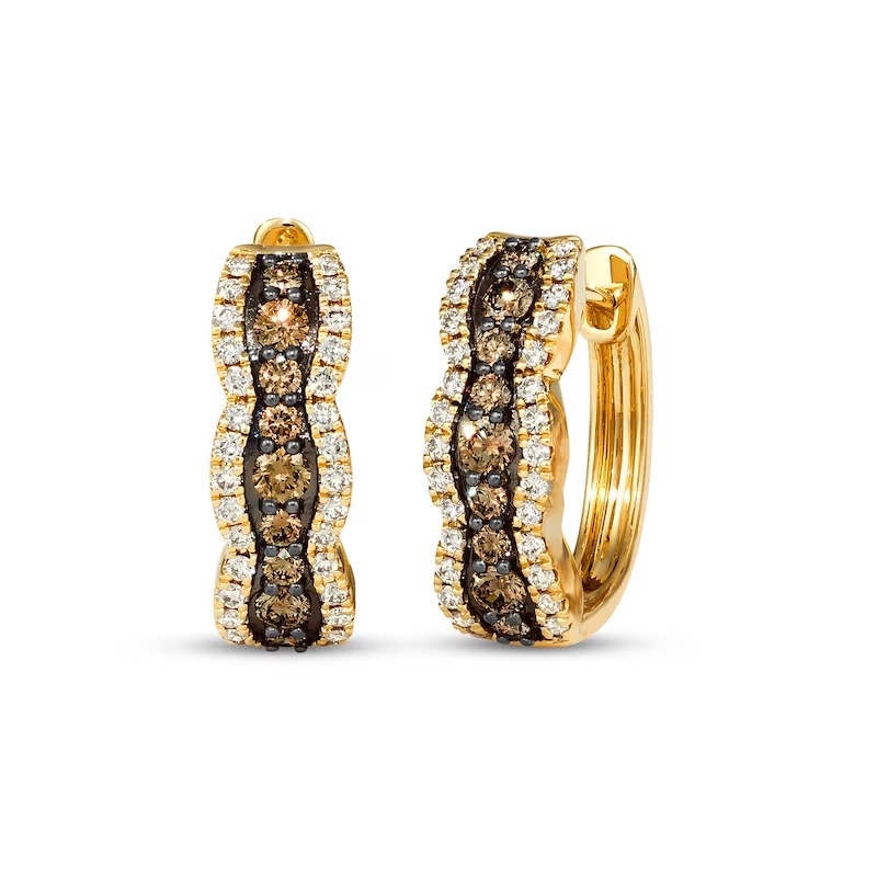 Le Vian Chocolate Waterfall Diamond Hoop Earrings 1 ct tw 14K Honey Gold