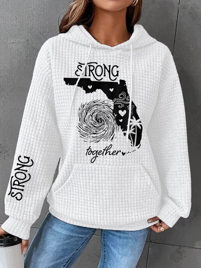 Women's Hurricane Helene 2024 Strong Together Waffle Hoodie