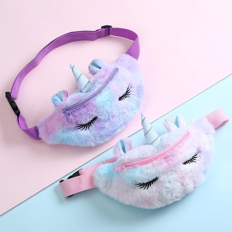 Kid's Medium Plush  Cute Dumpling Shape Zipper Crossbody Bag