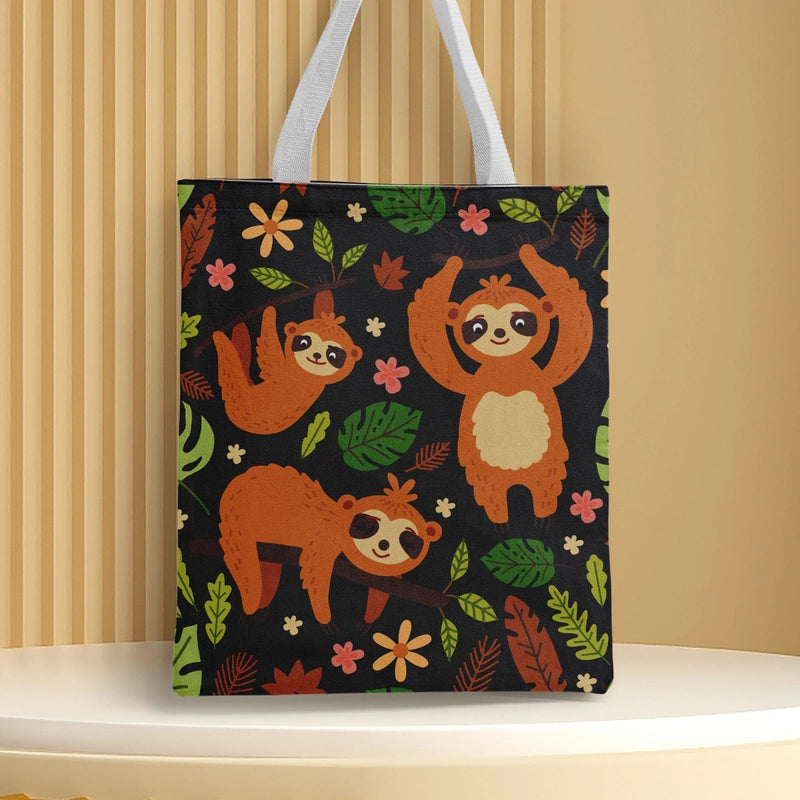 Women's Medium Canvas Animal Basic Classic Style Square Open Canvas Bag