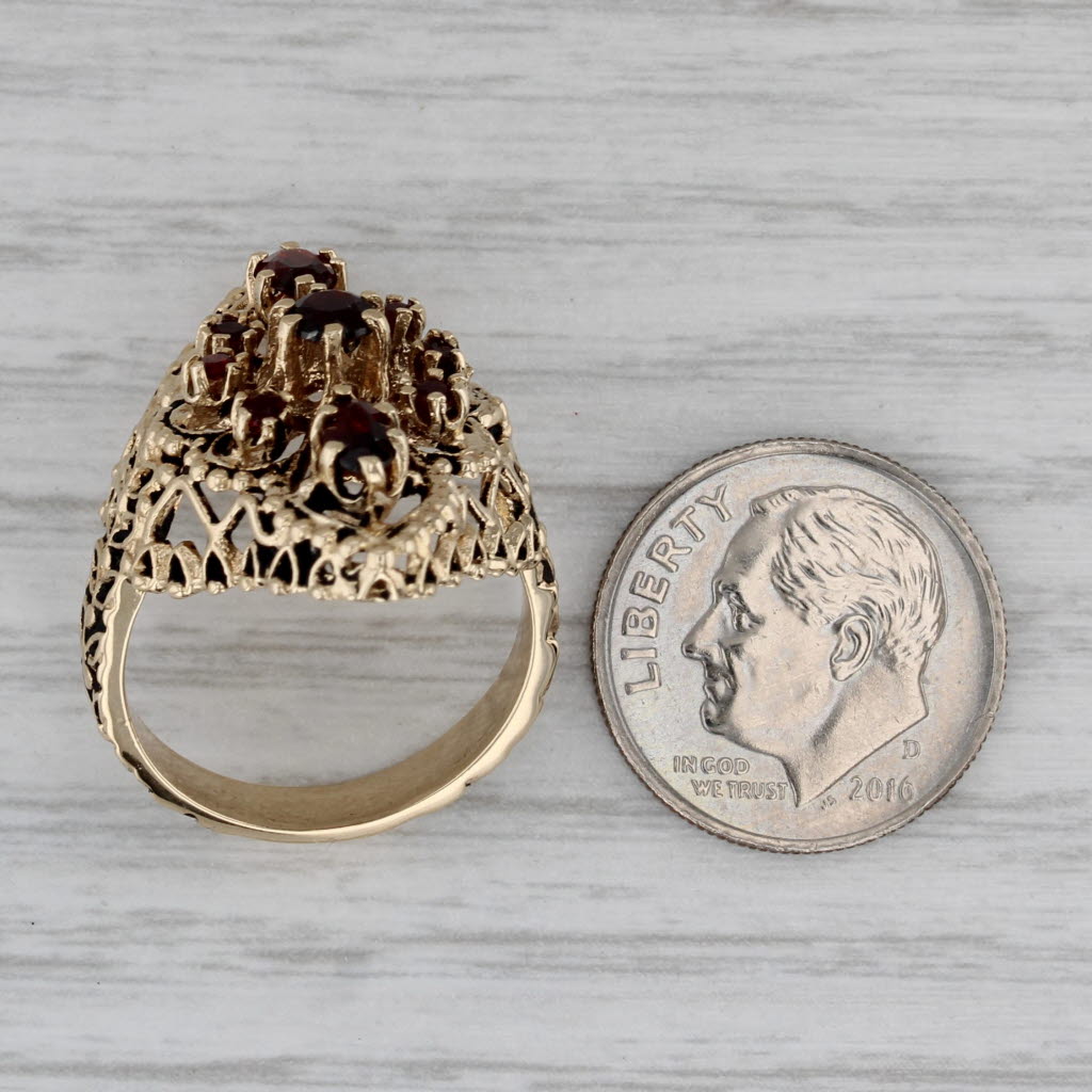 Ornate 1.47ctw Garnet Cocktail Ring 14k Yellow Gold Size 6.25