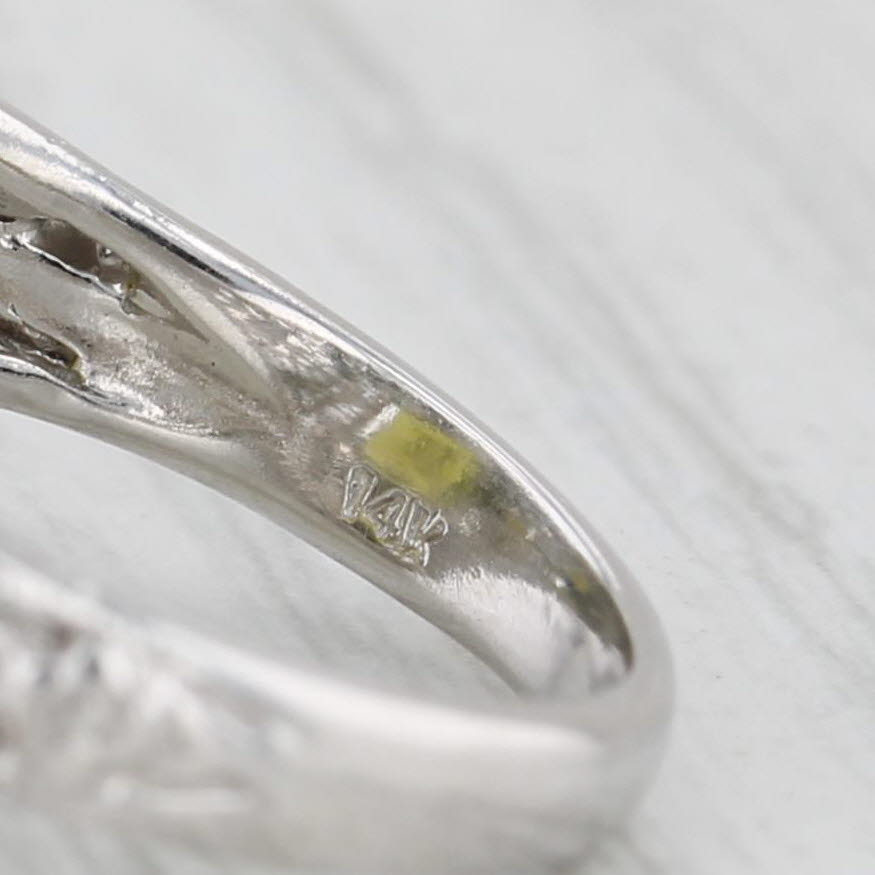 4.40ct Green Tourmaline Solitaire Ring 14k White Gold Filigree Size 5.5