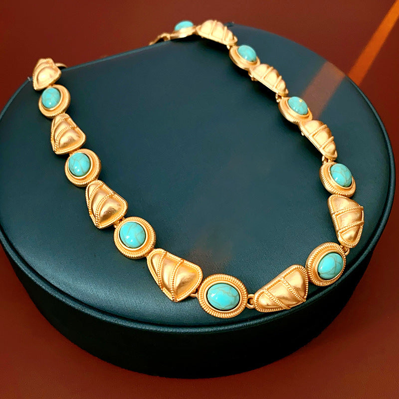 Medieval Round Hexagon Ellipse Triangle Geometric Alloy Electroplating Necklaces