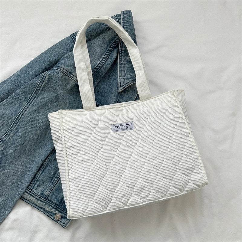 Women's Medium All Seasons Canvas Solid Color Classic Style Square Magnetic Buckle Shoulder Bag Handbag