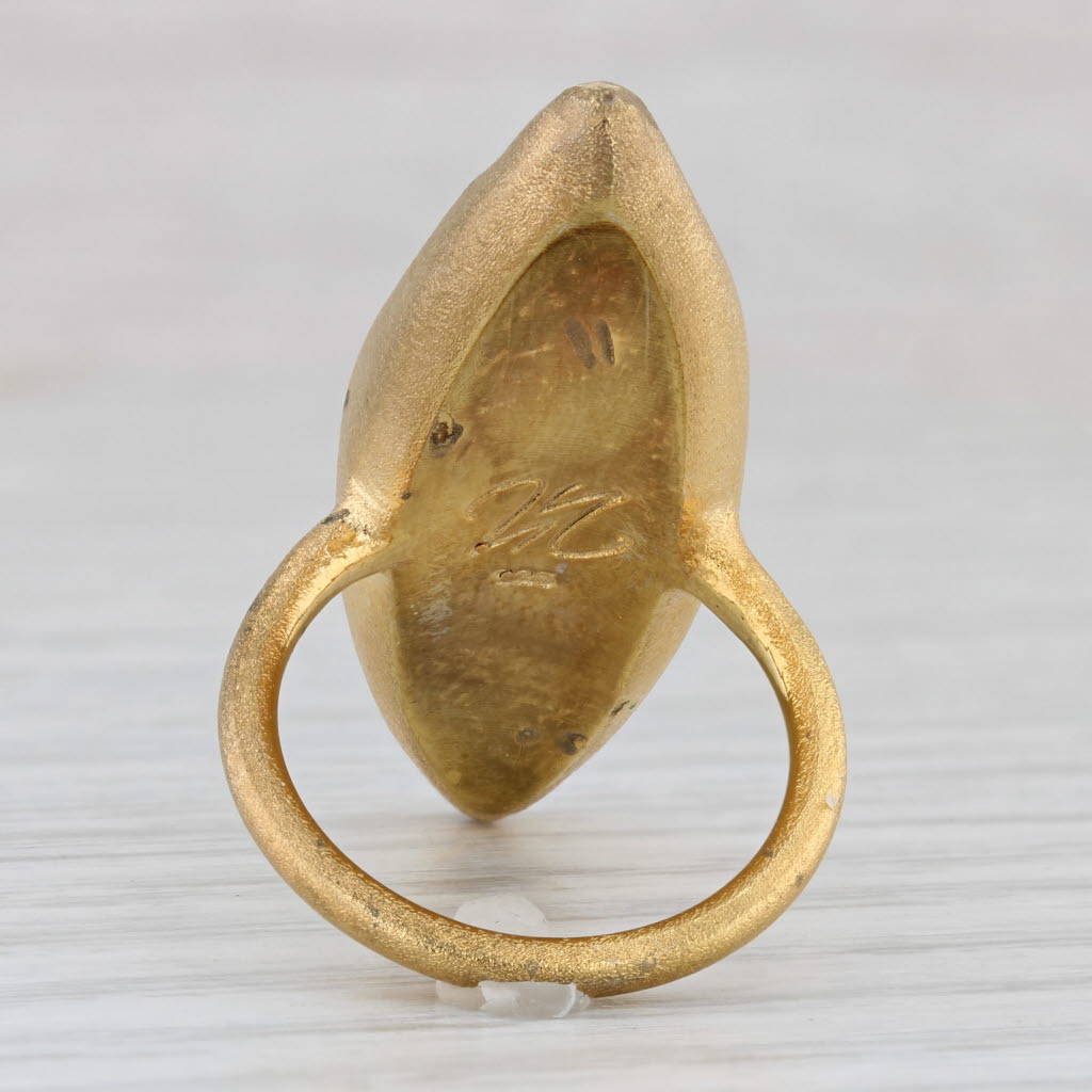 Nina Wynn Sand Druzy Quartz Ring Sterling Silver 22k Gold Plate Size 5.75 AS IS