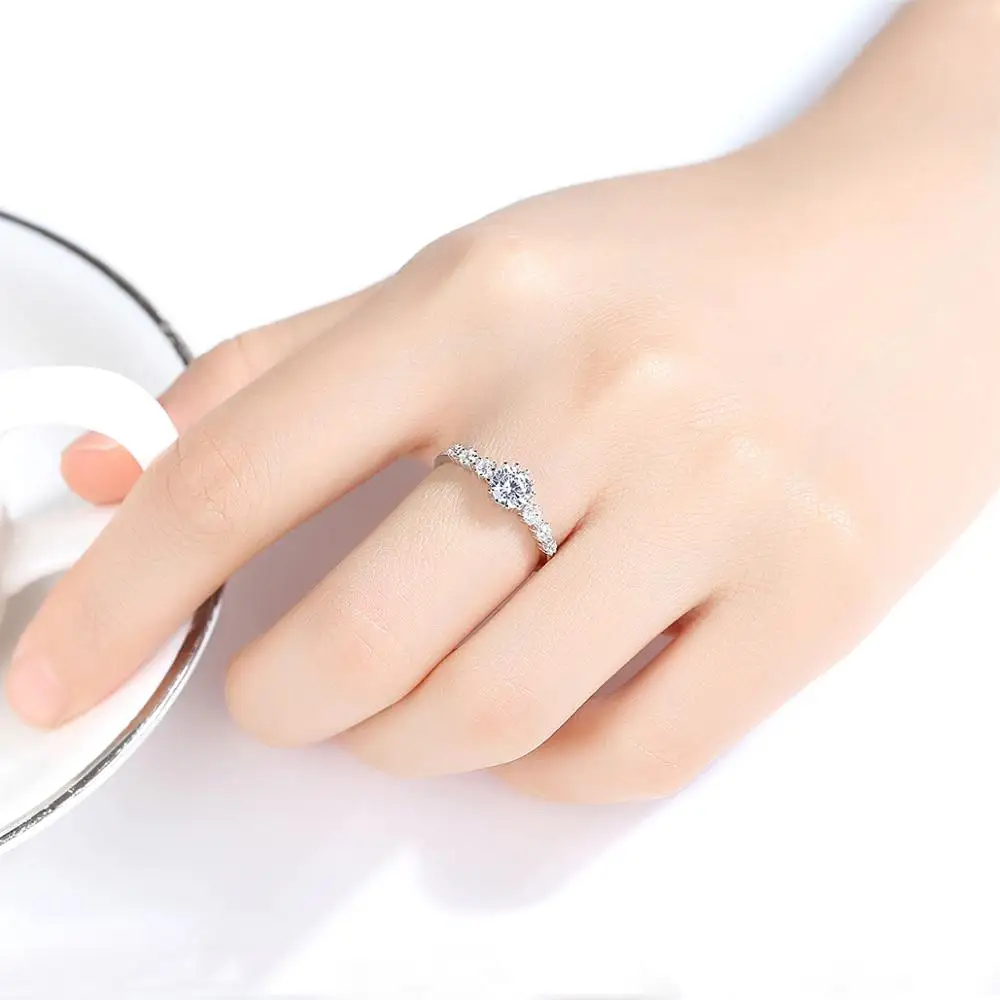 S925 Sterling Jewelry Rhodium Plated Diamond Hot Stackable Ring for Women Wedding Korean Style Silver Ring