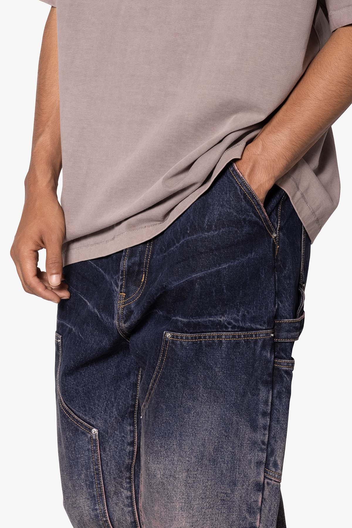 Ultra Baggy Gradient Double Knee Denim - Blue/Pink