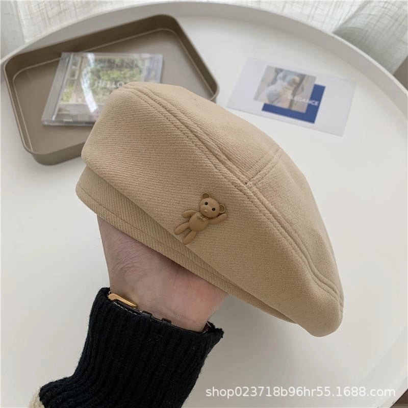 Love Beret Love 2025 Women Autumn And Winter New Woolen Hat Big Head Circumference Face Small