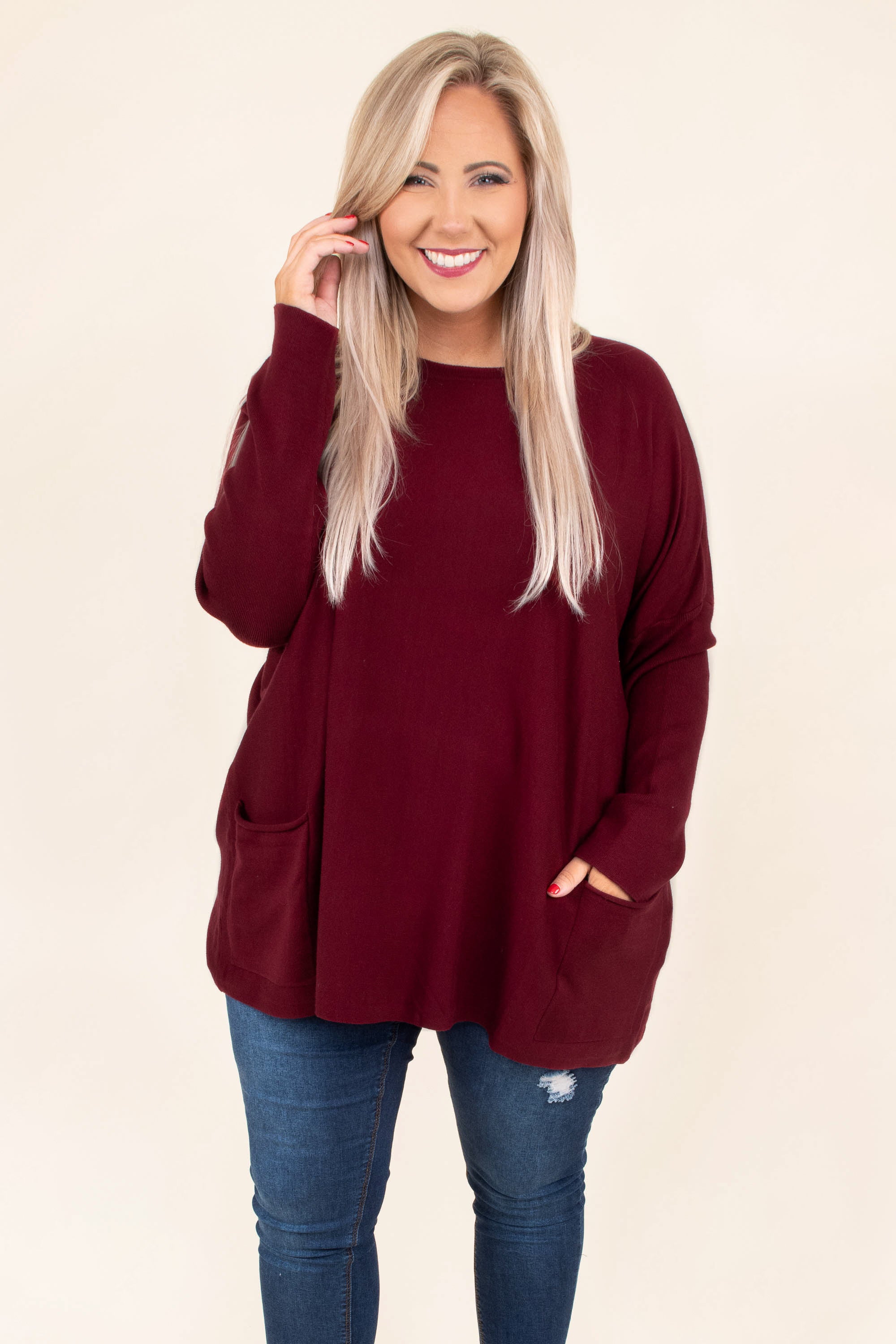 Snow Whispers Tunic. Burgundy