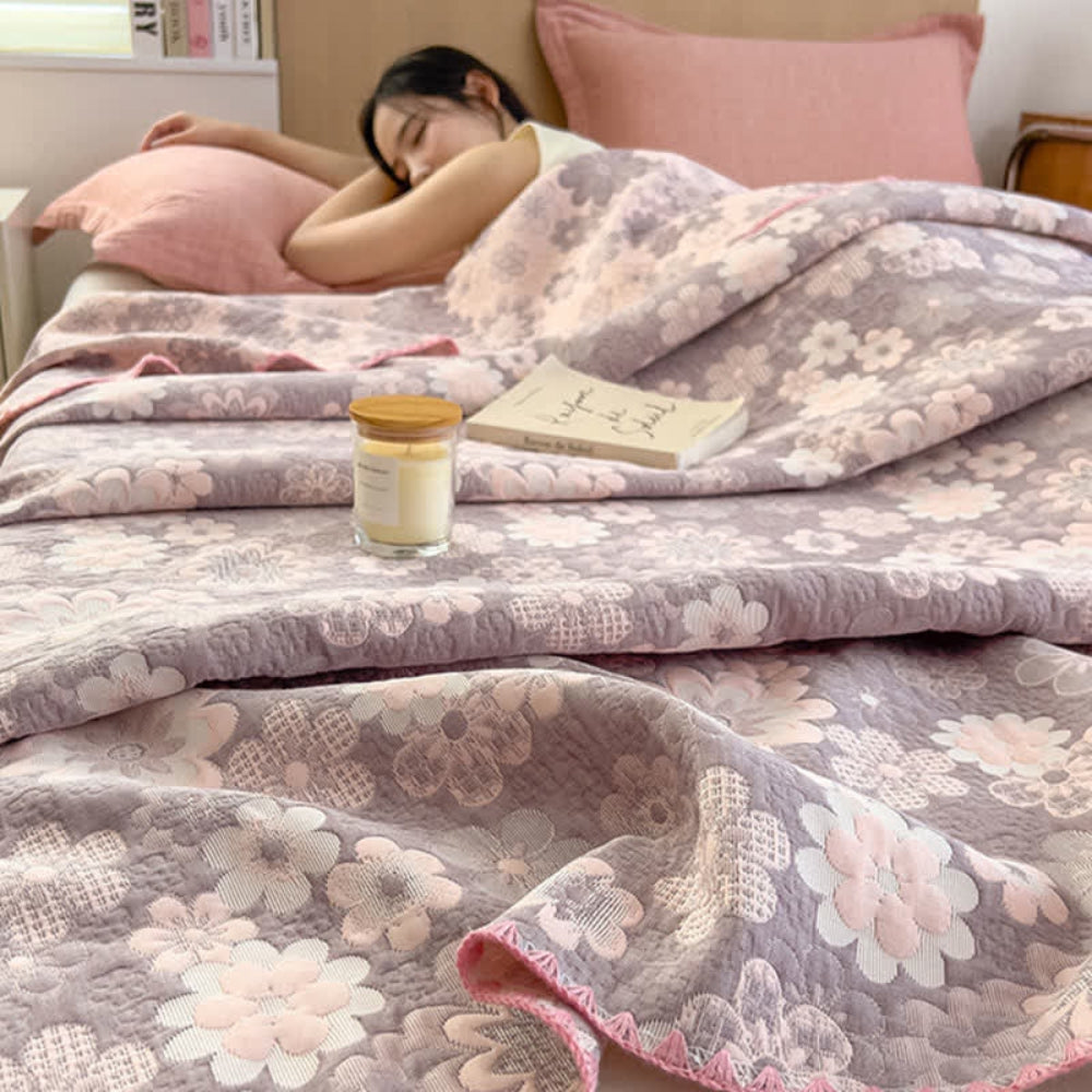 Floral Cotton Gauze Blanket