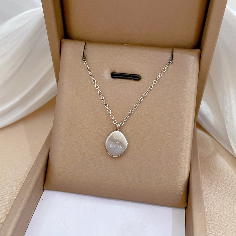 Minimalist Circle Letter Butterfly Titanium Steel Plating Inlay Rhinestones Necklace