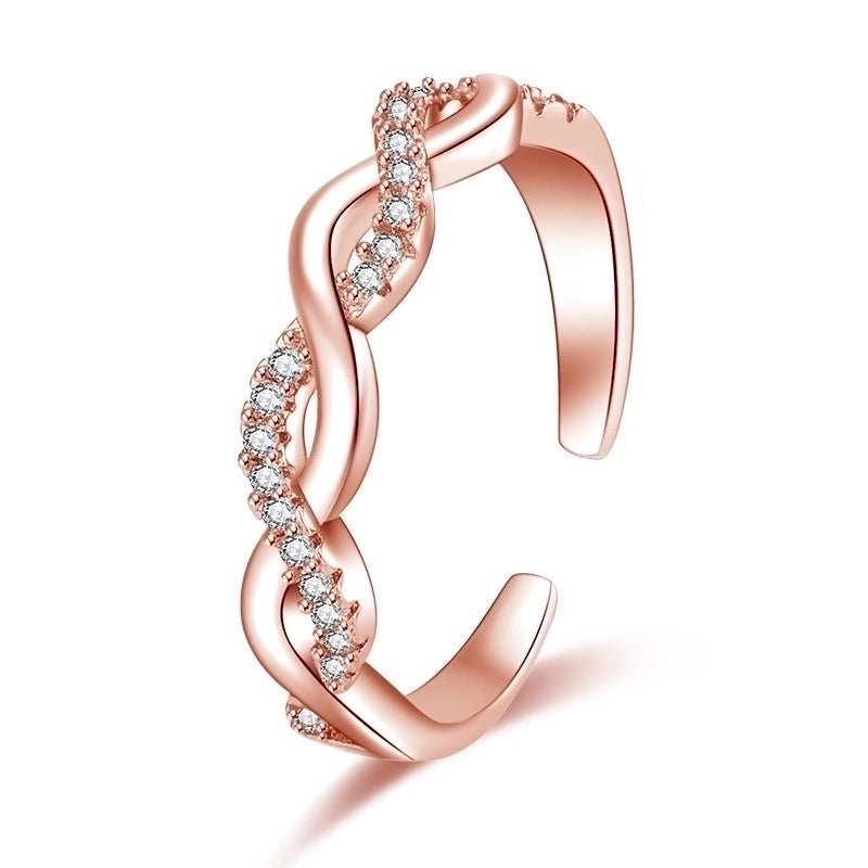 Minimalist Solid Color Copper Plating Inlay Artificial Diamond Rings 1 Piece