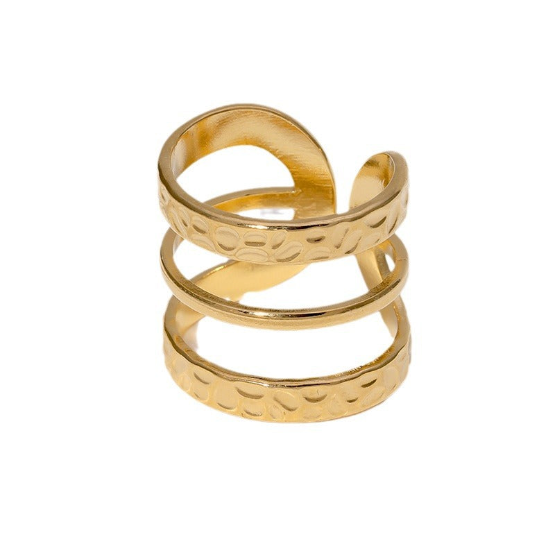Open Ring Expressive Stripe Geometric Stainless Steel Electroplating Rings
