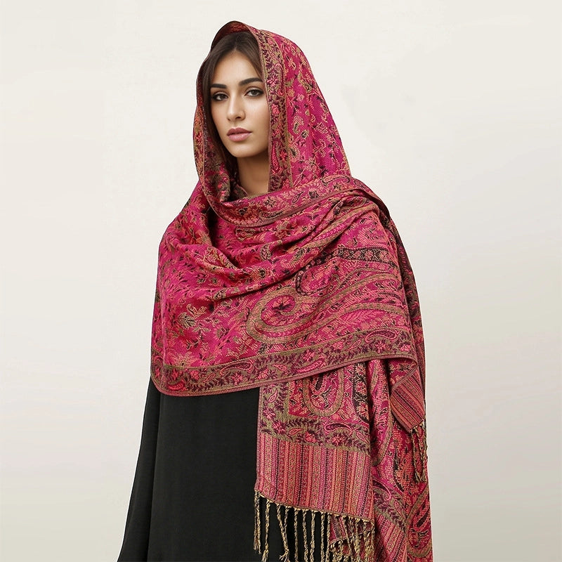 Women's Elegant Geometric Cotton Acrylic Shawl