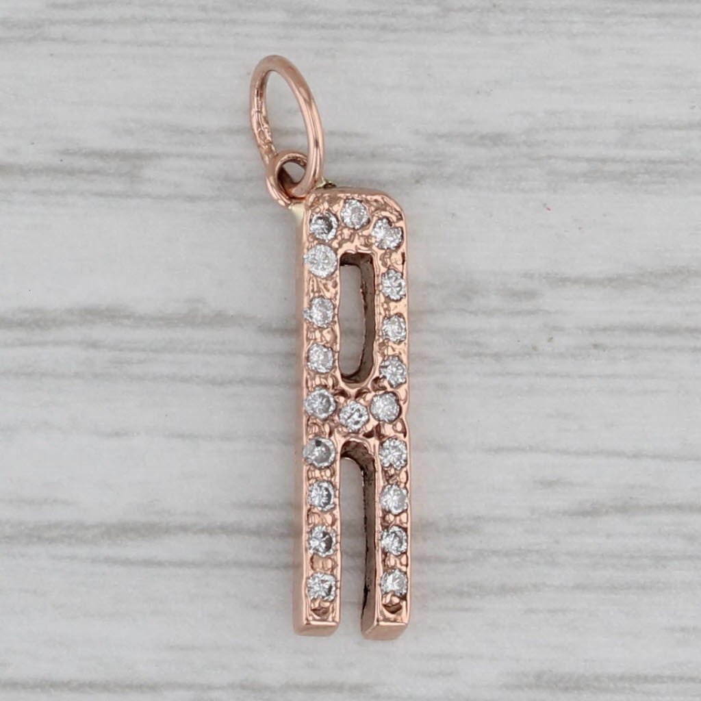 0.10ctw Diamond Letter Initial A Pendant 14k Rose Gold Charm