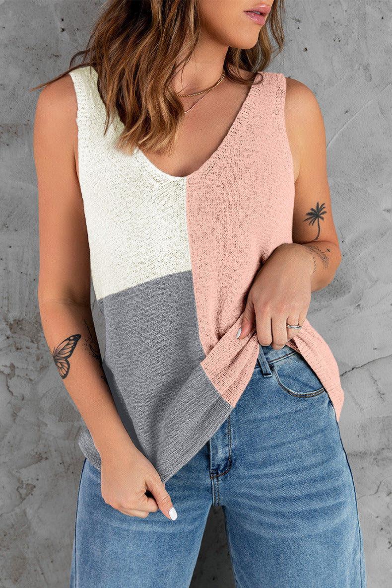 Splicing Collision Knit Top