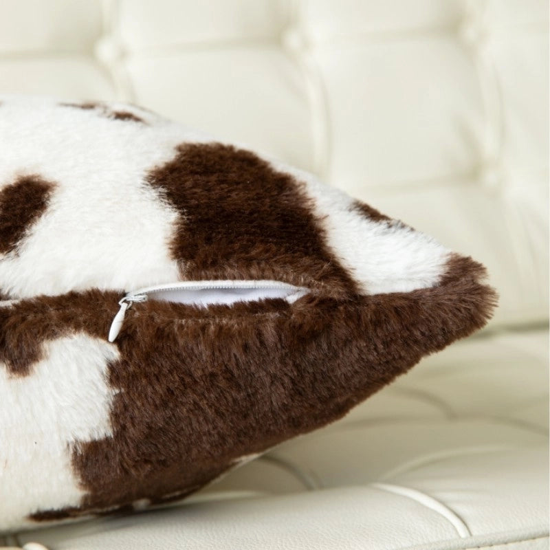 Cute Color Block Pu Milk Fiber Throw Pillow