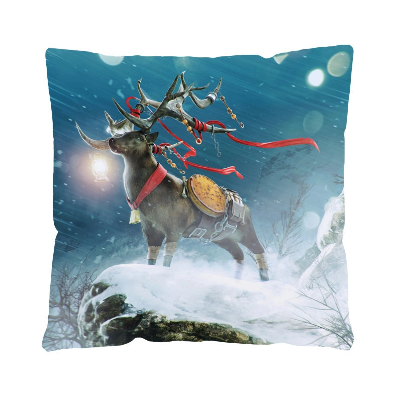 Christmas Glam Santa Claus Snowman Short Plush Pillow Cases Couch & Sofa Decor