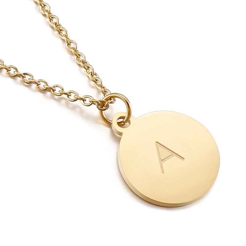 Titanium Steel 18K Gold Plated Minimalist Plating Letter Necklace