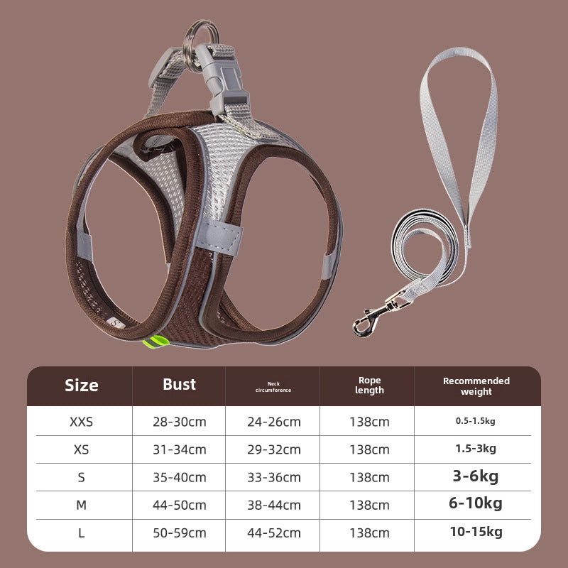 Reflective Breathable Pet Leash Cat Dog Chest Back Strap Harness Supplies Outdoor Walking Lead Rope Comfortable Durable