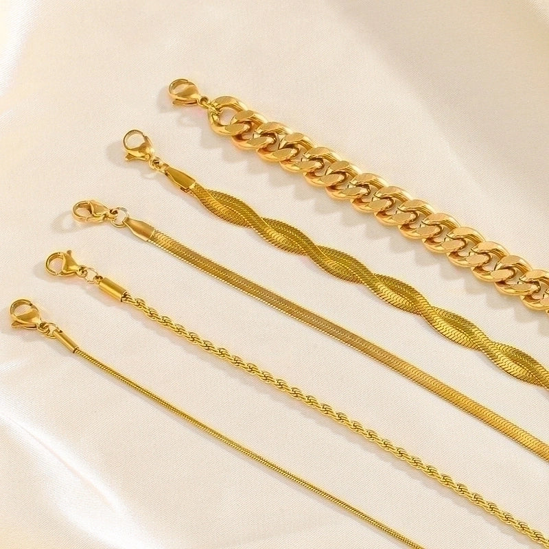 Minimalist Geometric Solid Color Stainless Steel Plating Chain Bracelets