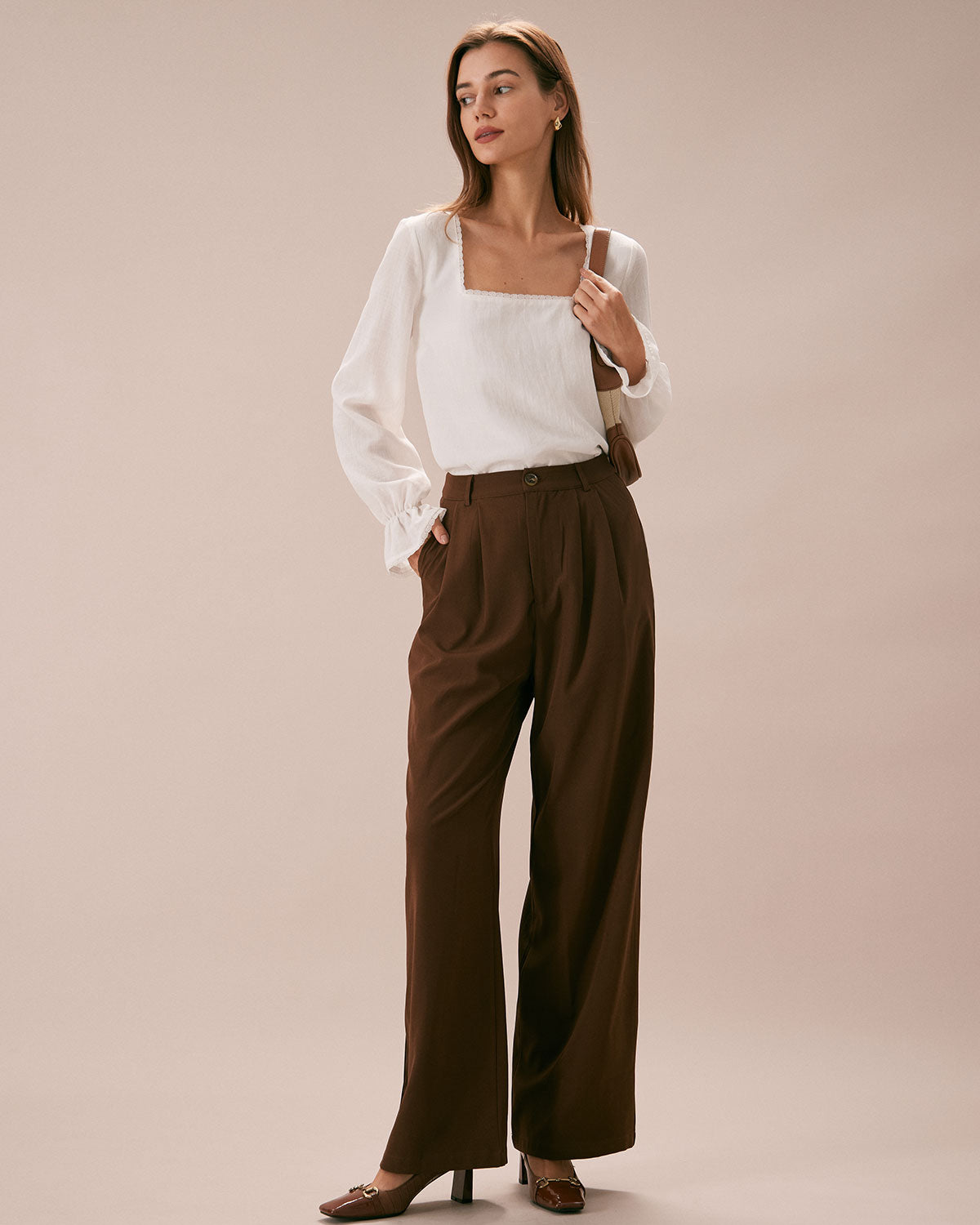 The White Square Neck Poet Sleeve Blouse