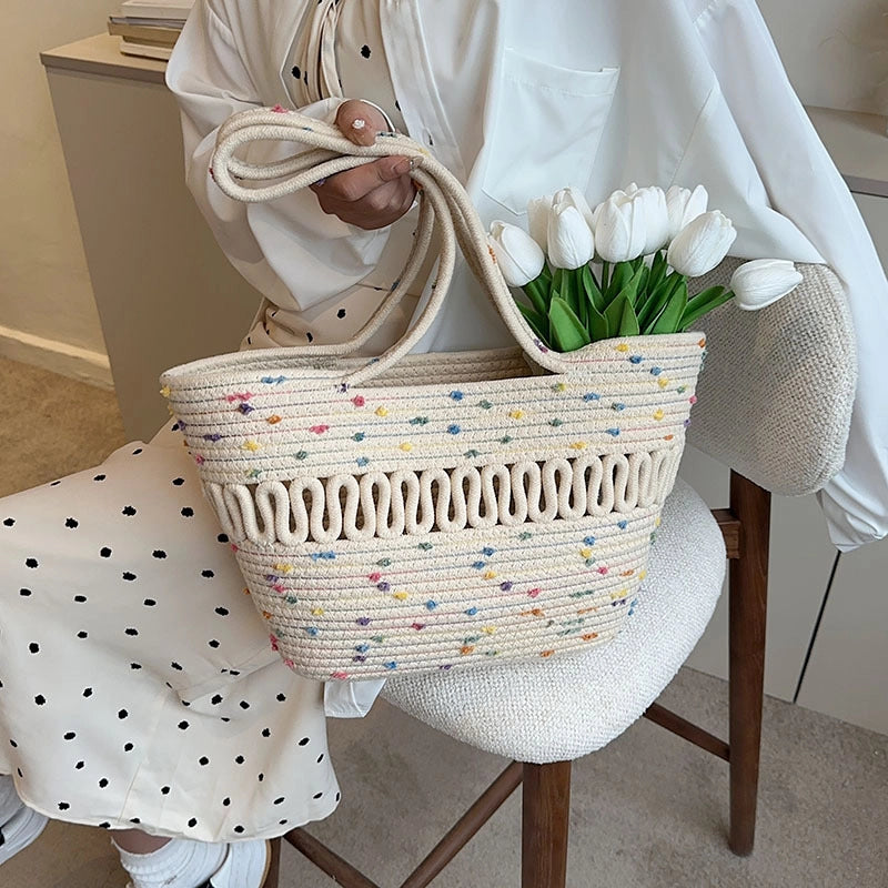 Women's Medium Spring&summer Cotton Fashion Straw Bag