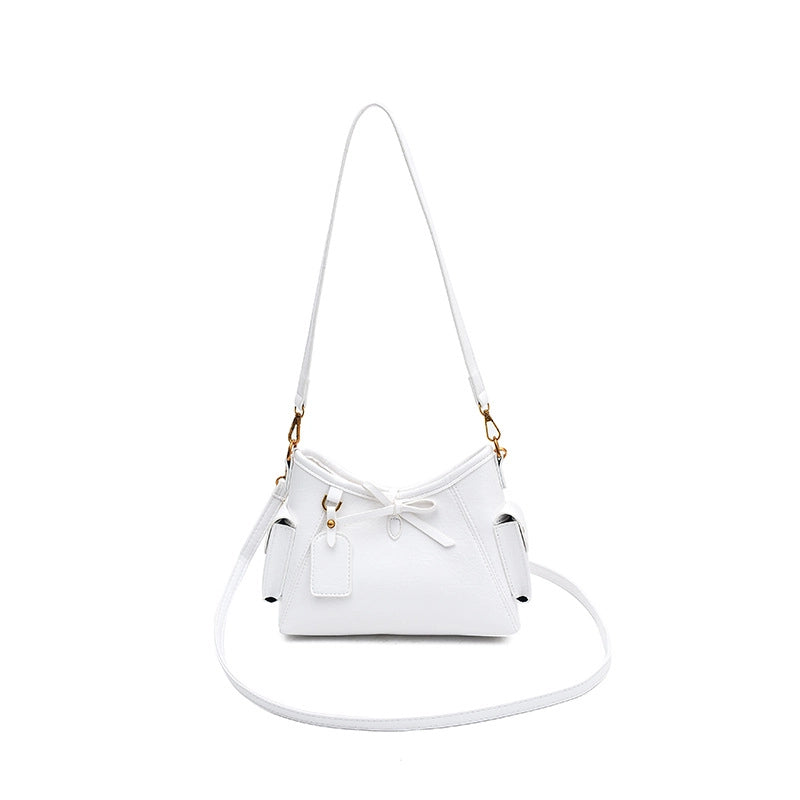 Women's Medium PU Solid Color Elegant Streetwear Bucket Zipper Bucket Bag