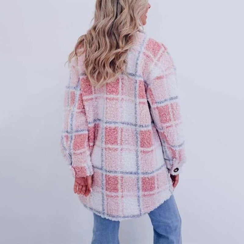 💥Women’s Teddy Plaid Shacket🍂