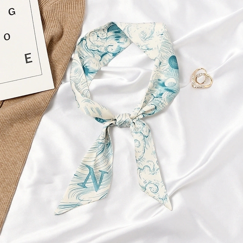 Women's Sweet Color Block Satin Printing Silk Scarf