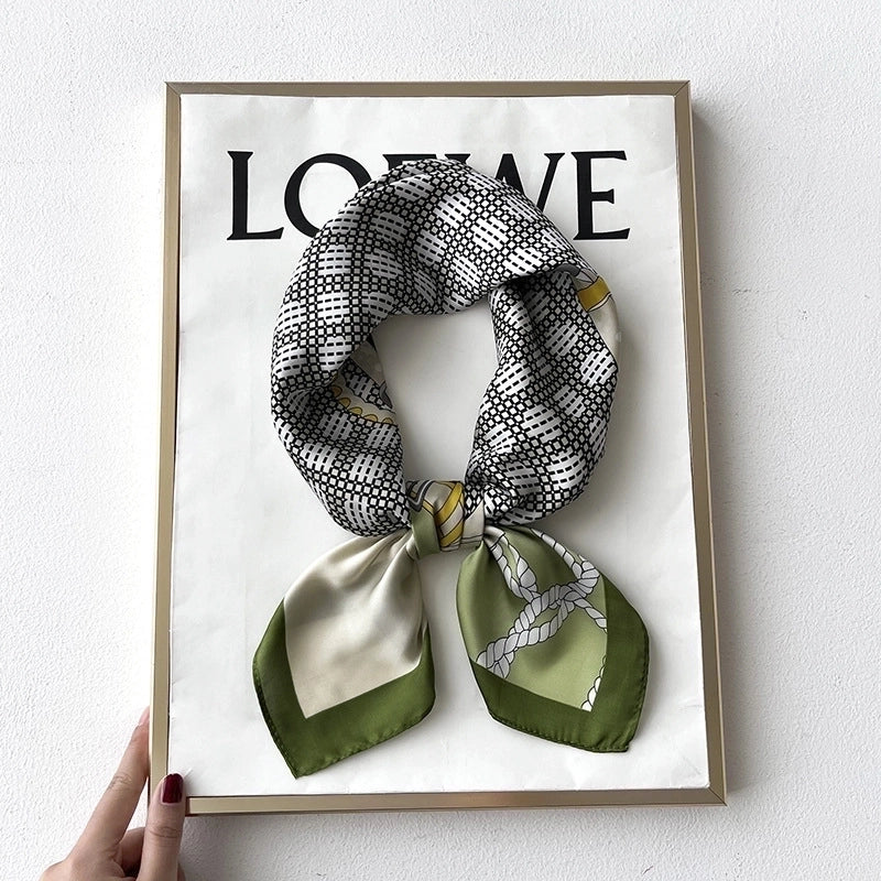 Women's Elegant Minimalist Flower Satin Printing Silk Scarf
