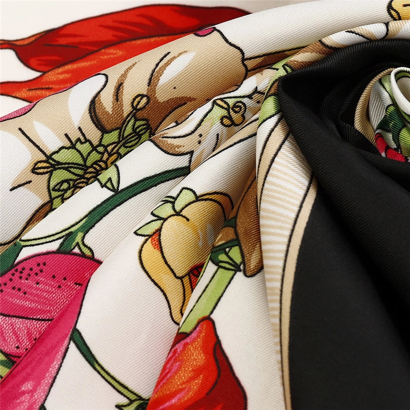 New Fashion 130cm Twill Imitation Silk Large Square Scarf