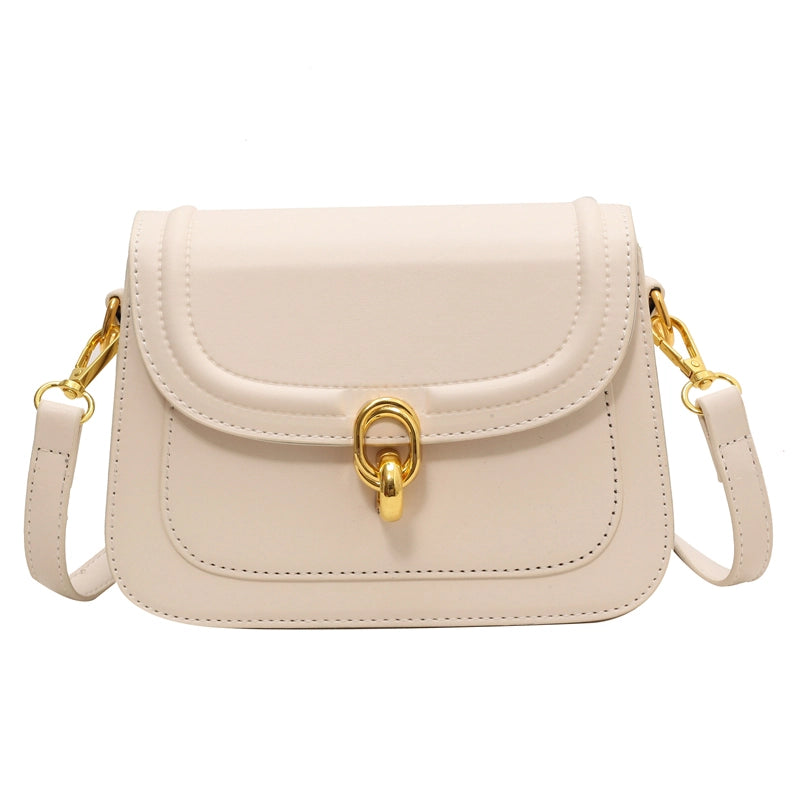 Women's Pu Leather Solid Color Classic Style Square Lock Clasp Shoulder Bag Crossbody Bag