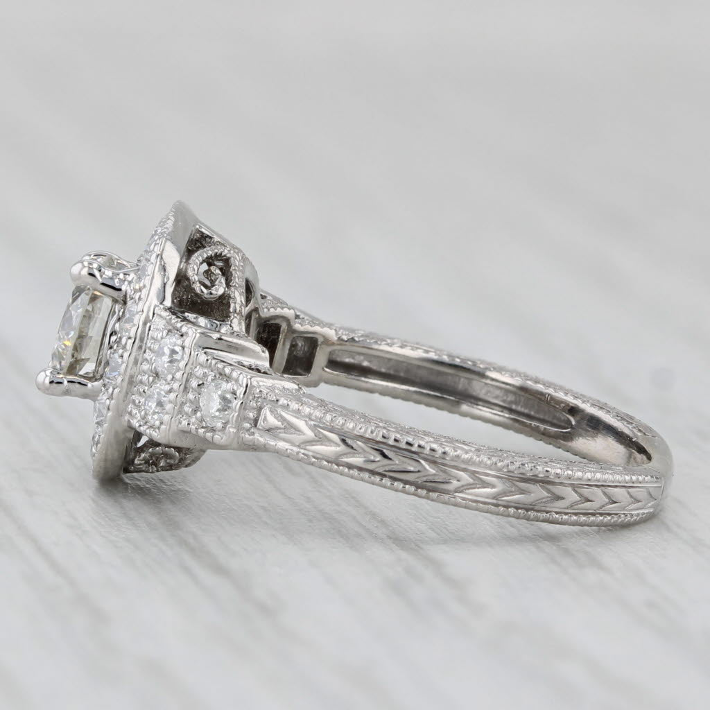 1.04ctw Round Diamond Halo Ring 14k White Gold Size 5.75